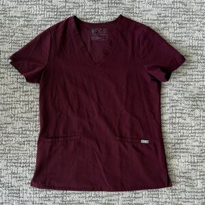 Figs Women's Short Sleeve Casma in Deep Burgundy